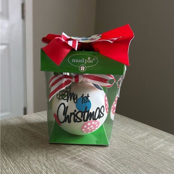 NWT … MUD PIE “My 1ST CHRISTMAS” Handpainted Ornament - Picture 1 of 4